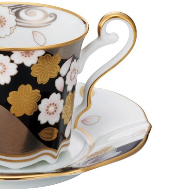 あやみなも コーヒーカップ&ソーサー(夜桜金銀彩) 4939-1J/T52506 (伊万里市)
