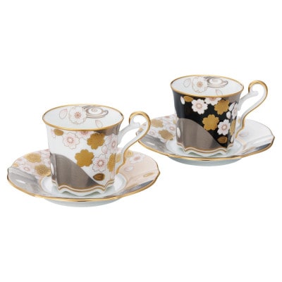 あやみなもコーヒーカップ&ソーサーペア(桜金銀彩・夜桜金銀彩)4939-10J/P52506伊万里市