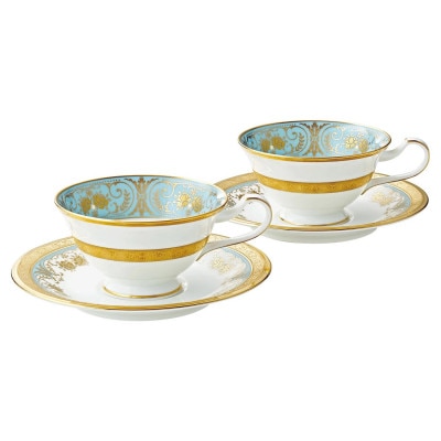 ジョージアンターコイズ カップ&ソーサーペア4857J/P59587(伊万里市)