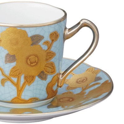 オマージュ コレクションデミタス碗皿(淡青絵薔薇文)H-768J/T2404(伊万里市)