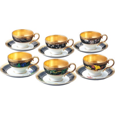 四季彩舞曲ティー・コーヒー碗皿揃(6客)(絵変り)4656-AS/N50787(伊万里市)