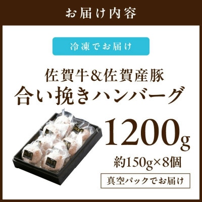 佐賀牛&佐賀産豚 合い挽きハンバーグ 8個(150g×8個) 真空パックでお届け