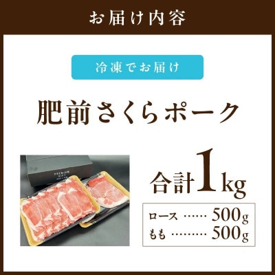 佐賀県産 豚肉 肥前さくらポーク モモ、ローススライス1kg(500g×2)