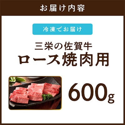 【A5ランク佐賀牛】三栄の佐賀牛ロース焼肉用(600g)(伊万里市)