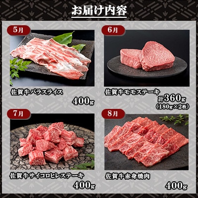 【発送月固定定期便】肉の定期便!佐賀牛毎月月替わりでお届け全12回