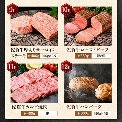 【発送月固定定期便】肉の定期便!佐賀牛毎月月替わりでお届け全12回
