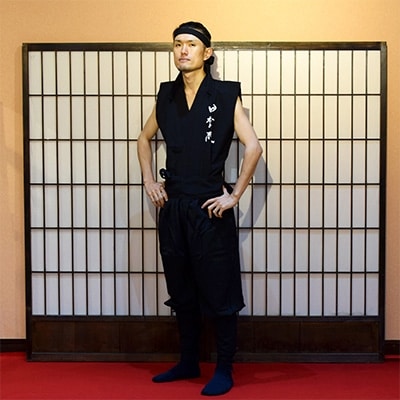 甲賀流忍者衣装　黒　半袖