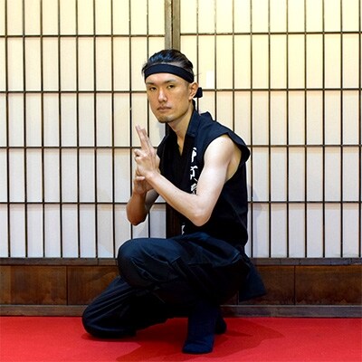 甲賀流忍者衣装　黒　半袖
