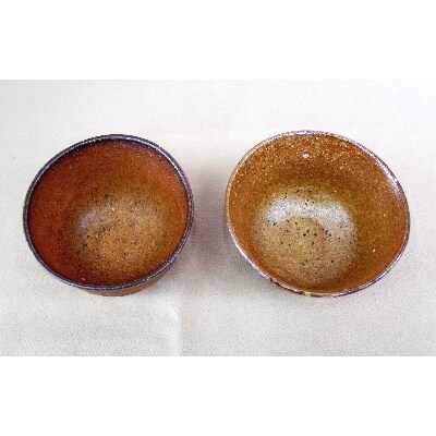 信楽焼　焼締ひねり飯茶碗2個組