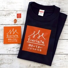 EcarlateオリジナルTシャツ(紺・Lサイズ)、ステッカー、ピンバッチセット