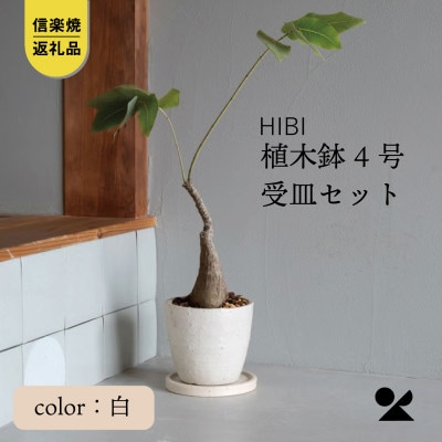 [HIBI] 植木鉢4号皿セット　白　hb_01w_set