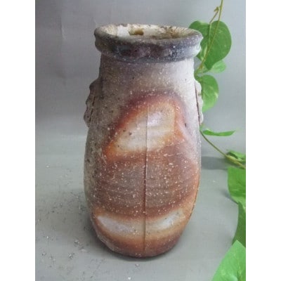 【信楽焼】薪窯灰被り花入れ　花瓶　(一点物)　nha-015