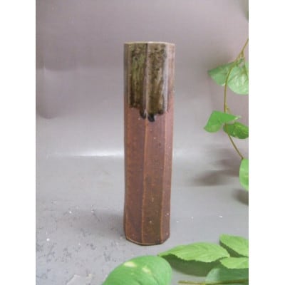 【信楽焼】八角カット花入れ・掛け花入れ　nha-041