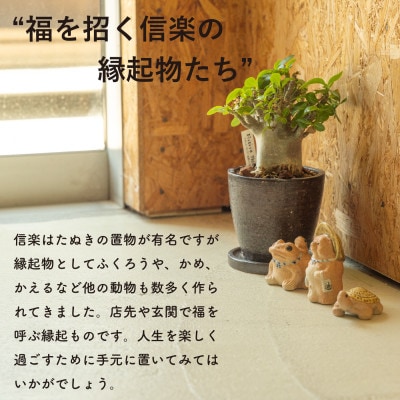 信楽焼・明山のえんぎもの3点セット(てぬぐいシリーズ)　hc-252729set