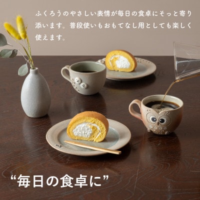 信楽焼・明山の　ふくろうマグ2点セット　まんまる・しろちび　hc-43SHMASET