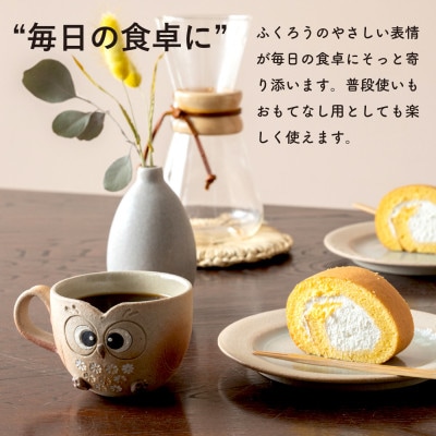 信楽焼・明山の　ふくろうマグ　まんまる　hc-43MA