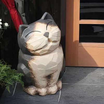 信楽焼 陶器製 黒猫傘立て kt-0251