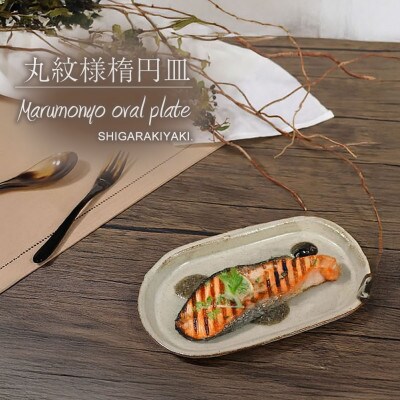 信楽焼 山逢いシリーズ 楕円皿(小)【丸紋様】 ya-0014