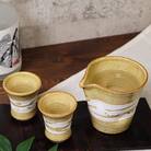 信楽焼 彩虹シリーズ 酒器セット 片口1点 お猪口2点セット(琥珀色)