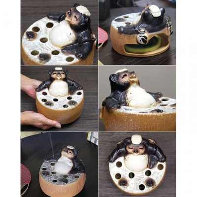信楽焼 温泉狸 蚊取り線香入れ