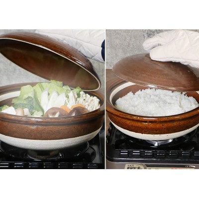 信楽焼 10号手付き土鍋 ご飯鍋(飴色)