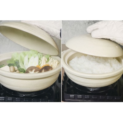 信楽焼 9号手付き土鍋 ご飯鍋(きなり色)