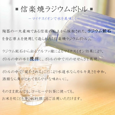 【信楽焼】水をおいしく飲める!　ラジウムボトル(ブラック) mu-008