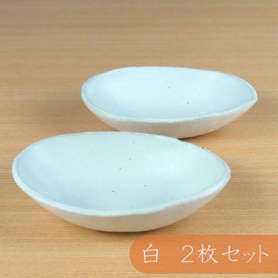 【信楽焼】浅小鉢(白) 2枚セット　mu-003