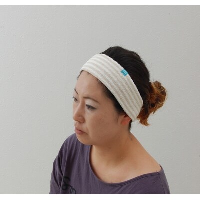 ヘアバンド(15mmボーダーSO+BN)+ガーゼハンカチ(水玉PA)