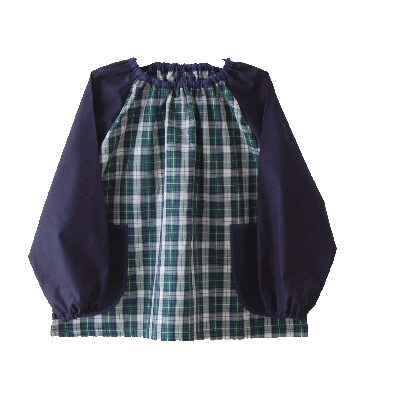 キッズ スモック　タータンネイビー 120cm