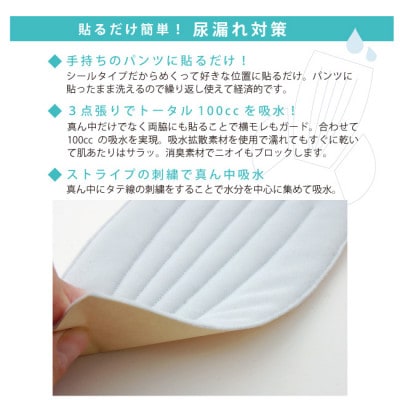 ピタガード 100 尿漏れパッド 男性用 横漏れ用パッド付き 吸水シート ネイビー