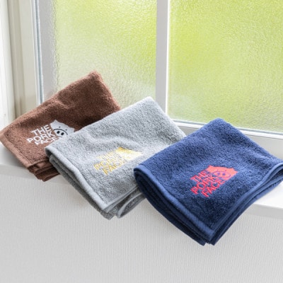 泉州産フェイスタオル320匁ポークフェイスの刺繍入り色:ネイビー3枚セット
