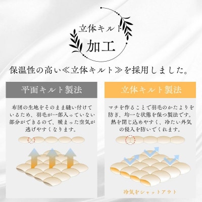 【洗える】羽毛掛けふとんダブル日本製ダウン90%無地クリーム抗菌防臭防ダニ立体キルト
