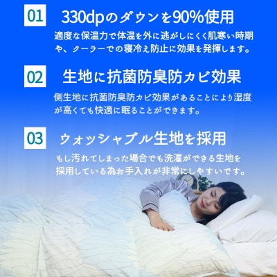 【春夏用】洗える羽毛肌掛け布団シングルサイズダウン90%0.3kg 北欧調ガーブカーサブルー
