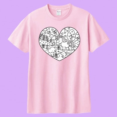 あうわぬりえ(ユニコーン柄、ピンク、110cm)