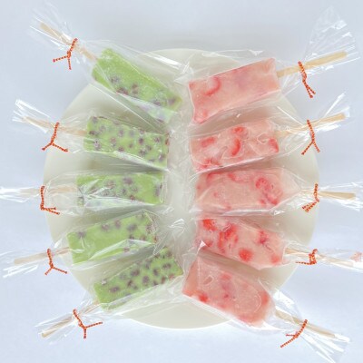 和菓子屋さんがつくる　葛(くず)アイス　いちごミルク&抹茶小豆(各5本計10本)