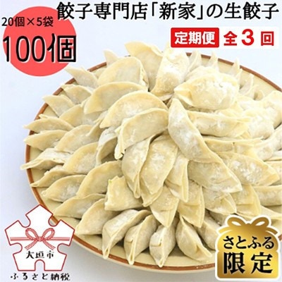 【2ヵ月毎定期便】【さとふる限定】生餃子専門店「新家」の生餃子　もりもり100個セット全3回