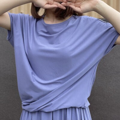 岐阜県大垣市【retricot-リトリコ-】バイアスTee　ブルーベリー(2号サイズ)