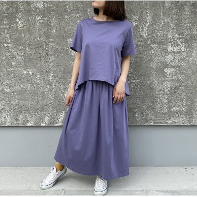 岐阜県大垣市【retricot-リトリコ-】バックフレアTee　ブルーベリー(2号サイズ)