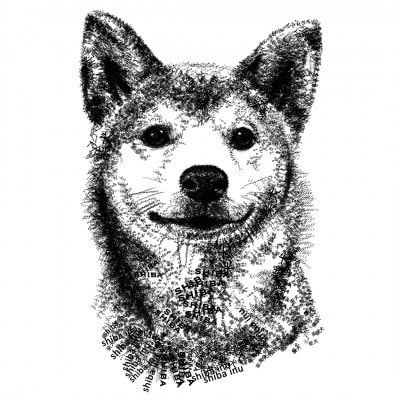 文字だけを使った しばいぬ 絵画「MojiBa -文字ベースアート-」A3サイズ