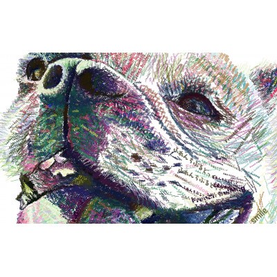 A3 文字だけを使った カラフルフレンチブルドッグ 絵画MojiBa(R)-文字ベースアート(R)-