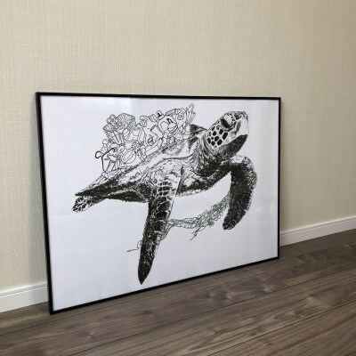 A1 文字だけを使った ウミガメからのこえ 絵画 MojiBa(R) -文字ベースアート(R)-