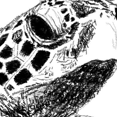 A1 文字だけを使った ウミガメからのこえ 絵画 MojiBa(R) -文字ベースアート(R)-