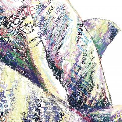 A2 文字だけを使った いるか親子のかいわ 絵画 MojiBa(R) -文字ベースアート(R)-