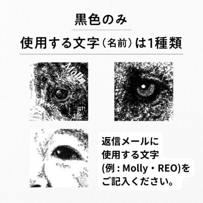 A4 文字だけを使った絵画 名前で描くオーダーうちの子アート ―動物・人― 文字ベースアート