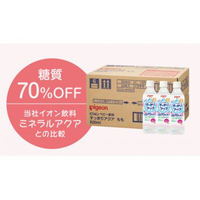 【ピジョン】すっきりアクア　もも　500ml×24本 ペットボトル飲料