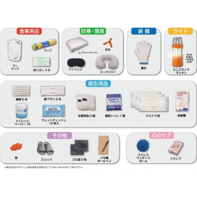 非常用　防災リュックセット25点セット　(ターポリン素材リュック　オレンジ)