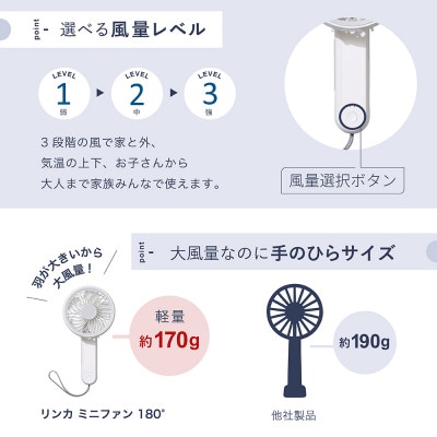 【LINKA ミニファン180° ピンク】ハンディファン(空調家電)