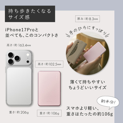LINKA グロウチャージ 超軽量・薄型モバイルバッテリー MagSafe ワイヤレス (ゴールド)