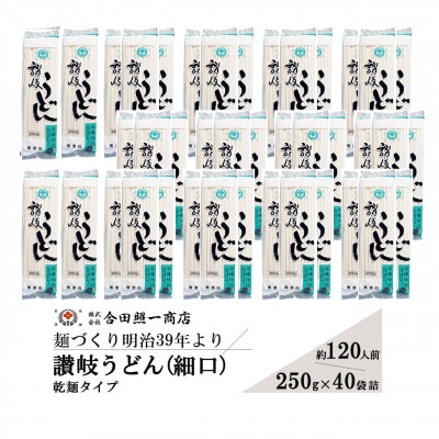 合田照一商店 讃岐うどん(細口)乾麺タイプ約120人前 250g×40袋詰